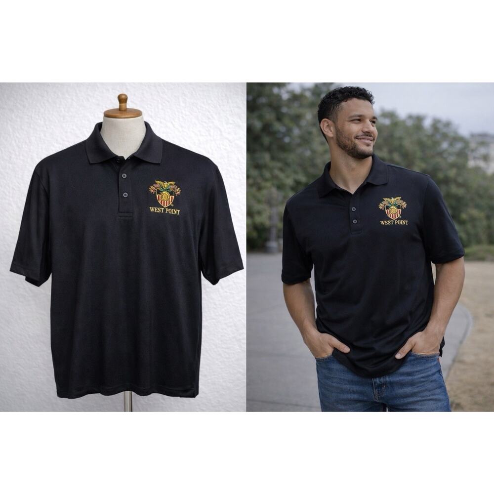 Under Armour Polo Shirt Mens XL Black HeatGear West Point Academy Active Wicking